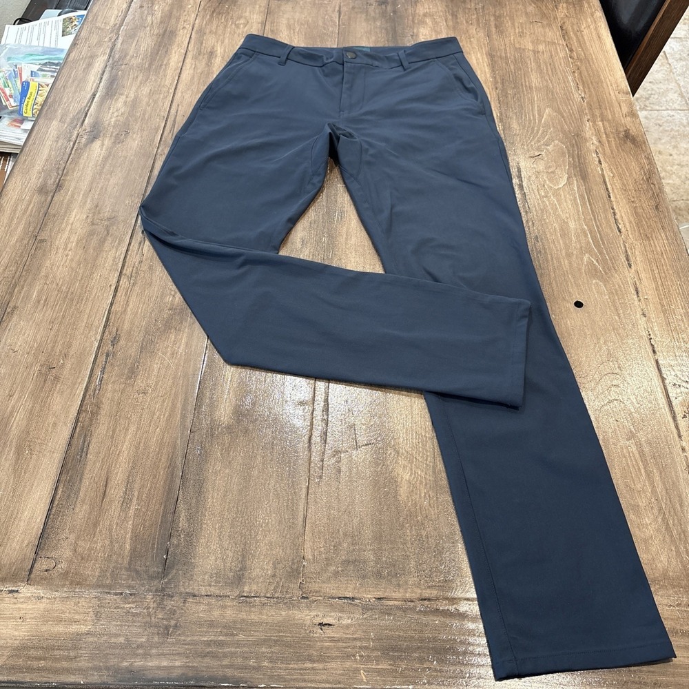 Taylrd Pants Mens 30x33 Blue Navy Chino Slim Fit Casual Polyester‎ Stretch Golf